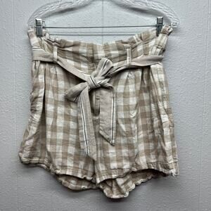 A New Day Linen Blend Coastal Grandma Lagenlook Neutral Beach Womens Shorts XL